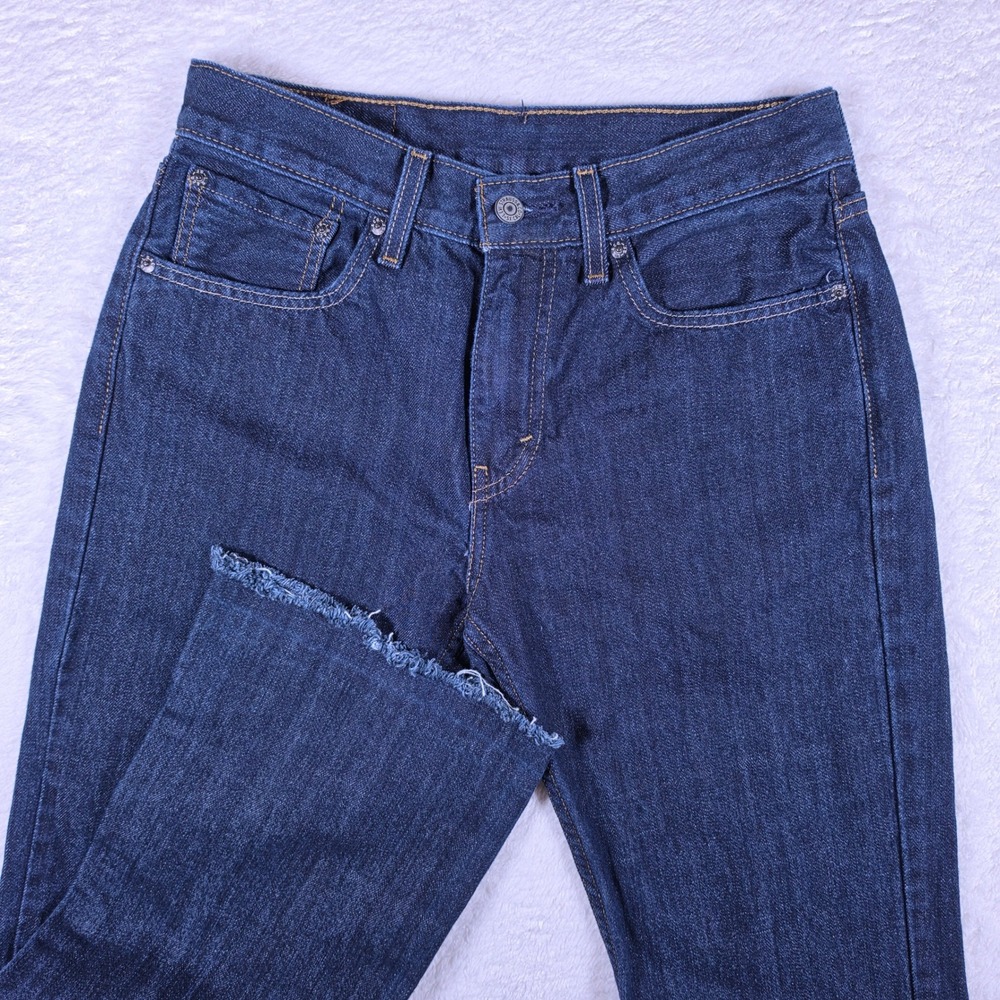 Levi's 527 Slim Bootcut Mens 31/32 Dark Blue Denim Raw Hem Jeans S110760